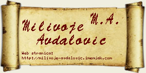 Milivoje Avdalović vizit kartica